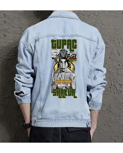 Tupa Jean Jacket for Men – Gift for Skateboarders – Christmas Gift - Light Blue - Main View