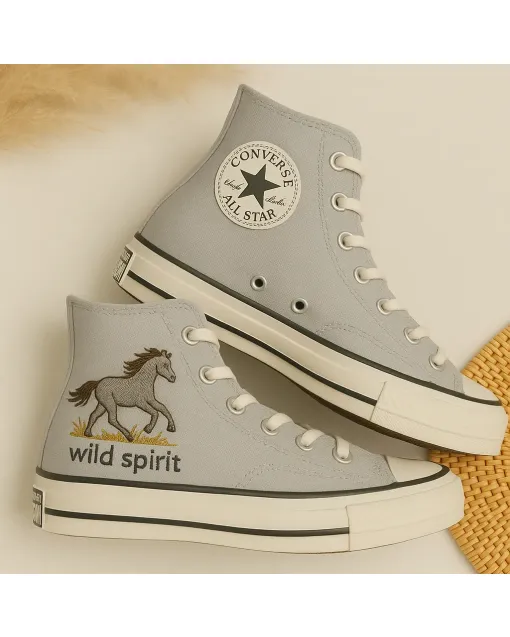 Wild Spirit Design Sneakers for Women and Animal Lovers – Stylish Comfort for Casual Walks, Pet Adoption Events Perfect Gift for Pet Lovers - Custom Embroidered - Main View