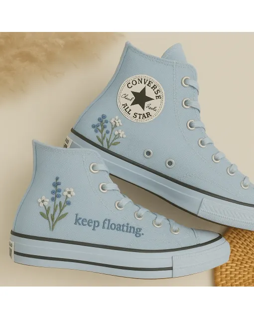 Wildflower Print Sneakers for Women – Floral Shoes for Nature Lovers, Beach Walks – Perfect Gift for Her - Custom Embroidered - Main View