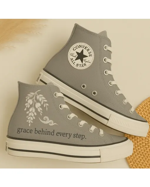 Wisteria Sneakers for Women – and Comfortable Footwear for Casual Walks, Festivals – Perfect Gift for Shoe Lovers - Custom Embroidered - Main View