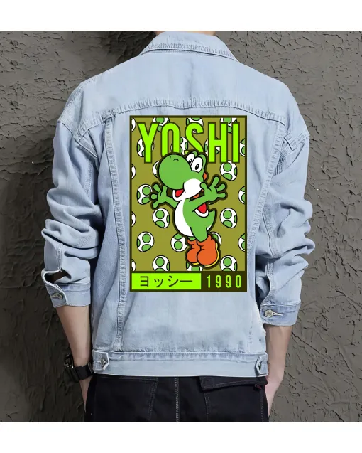 Yoshi Denim Jacket - Stylish Men's Outerwear - Gaming Gift - Birthday Present - Light Blue - Main View