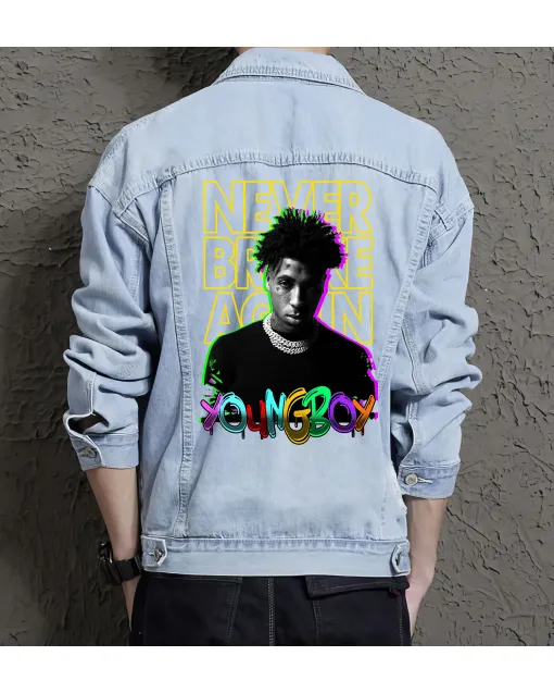 Young Boy Jean Jacket for Men – Gift for Fashionable Teens – Birthday Present - Light Blue - Main View