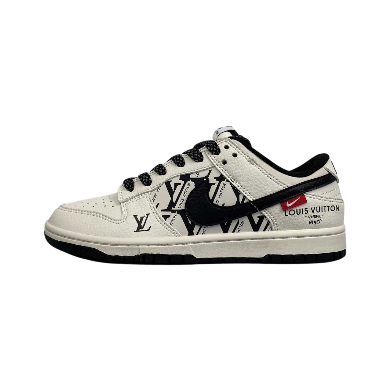 Minomog SB Dunk Low Collaboration Printed Beige-Black Sneakers – Street Style Comfort