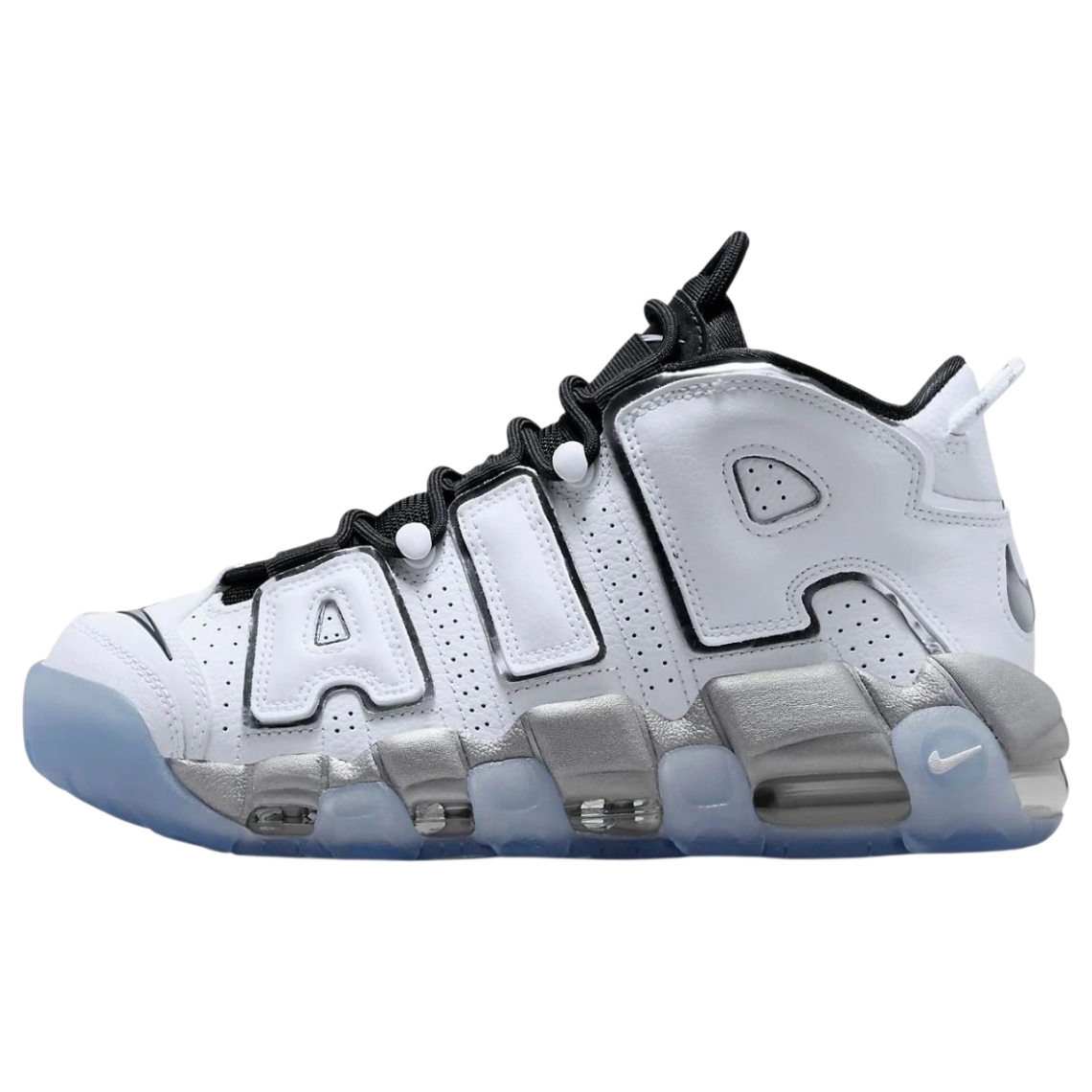 Minomog Air More Uptempo White Chrome Clean Basketball Sneakers