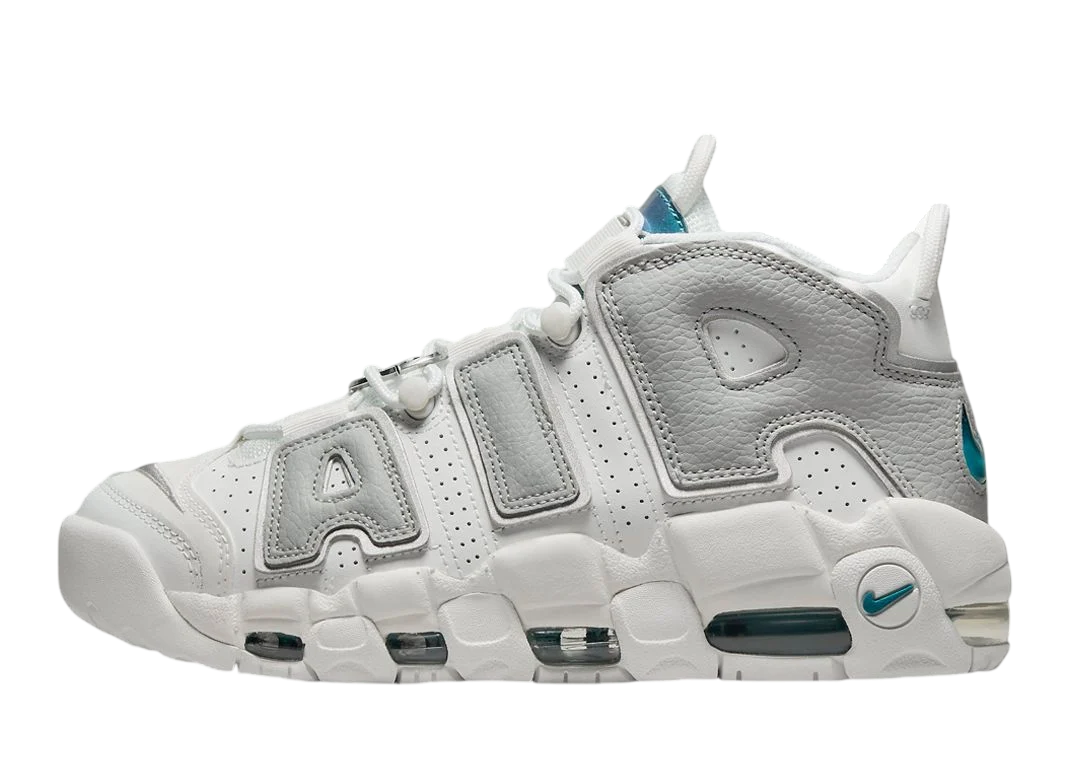 Air More Uptempo Metallic Teal Mid Top Bold Streetwear Sneakers