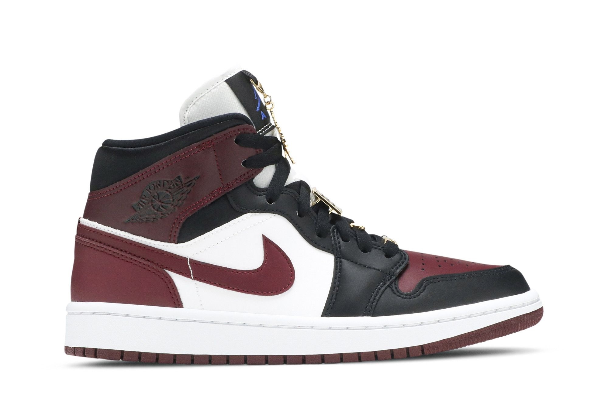 Air Jordan 1 Mid SE “Gold Pendants” — Black/Dark Beetroot/White | CZ4385-016