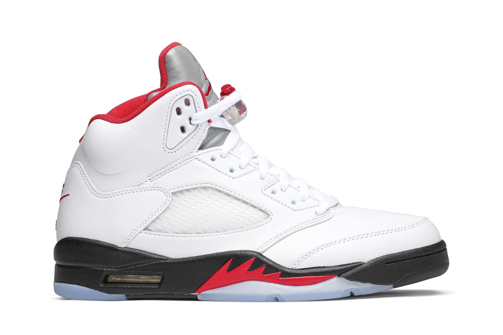 Minomog Air Jordan 5 Retro “Fire Red Silver Tongue” White/Black-Metallic Silver/Fire Red | DA1911-102