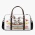 Rabbit sitting on top of books surrounded by flowers 3d travel bag