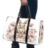 Rabbit sitting on top of books surrounded by flowers 3d travel bag