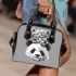 White panda with two kittens on head shoulder handbag